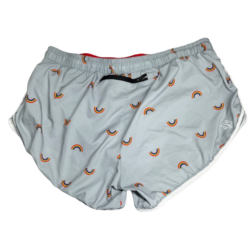 Rabbit Women's Repeats 2” rainbow love all Athletic running Shorts pride workout - Picture 2 of 9